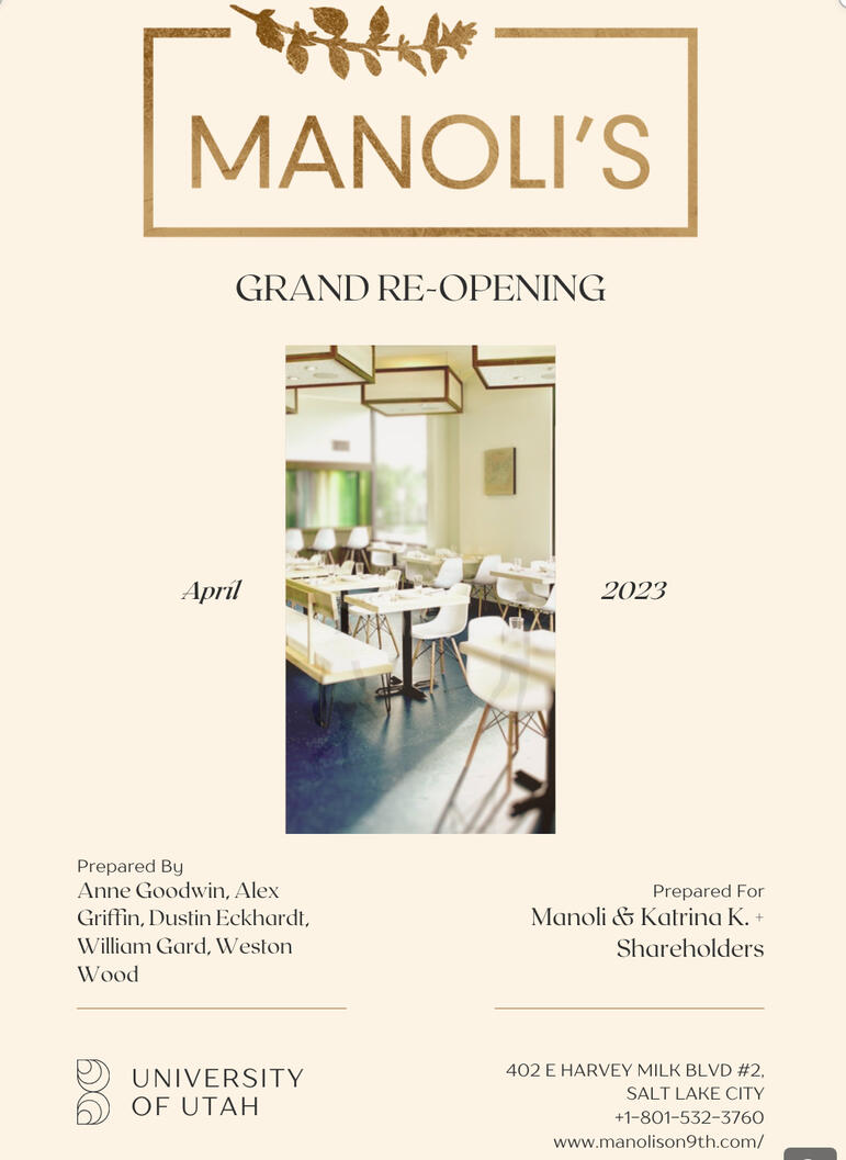 Manoli's Restaurant: Grand Re-Opening