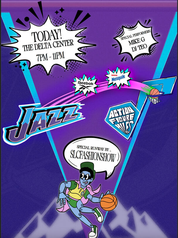 Utah Jazz X Action Figure Miles X Reebok Promotional Flyer